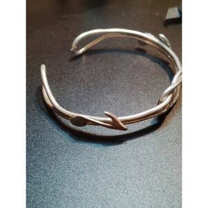 Very Nice Sterling Silver Open Cuff Bracelet With Music Notes On Sides Unmarked